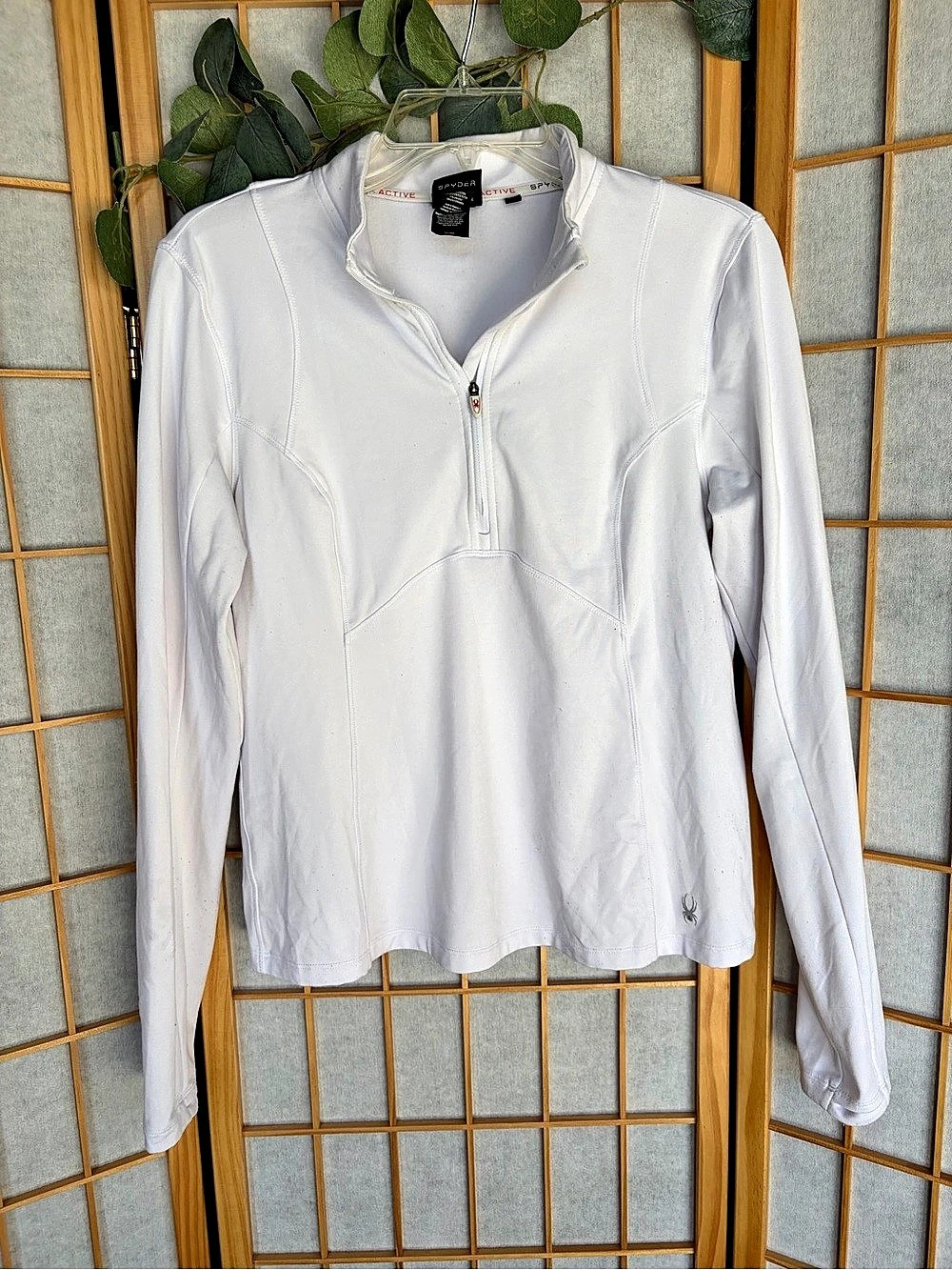 Spyder Active Quarter Zip Pullover White Long Sleeve Size Medium